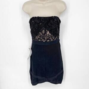 Bebe NEW Women's Lace Strapless Bandage Dress Back Zipper Stretchy Size S Black